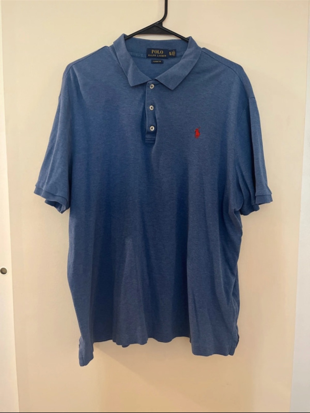 Ralph Lauren Blue Polo with Red Pony Embroidery